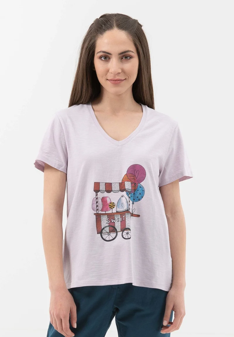 T-Shirt aus Bio-Baumwolle mit V-Ausschnitt