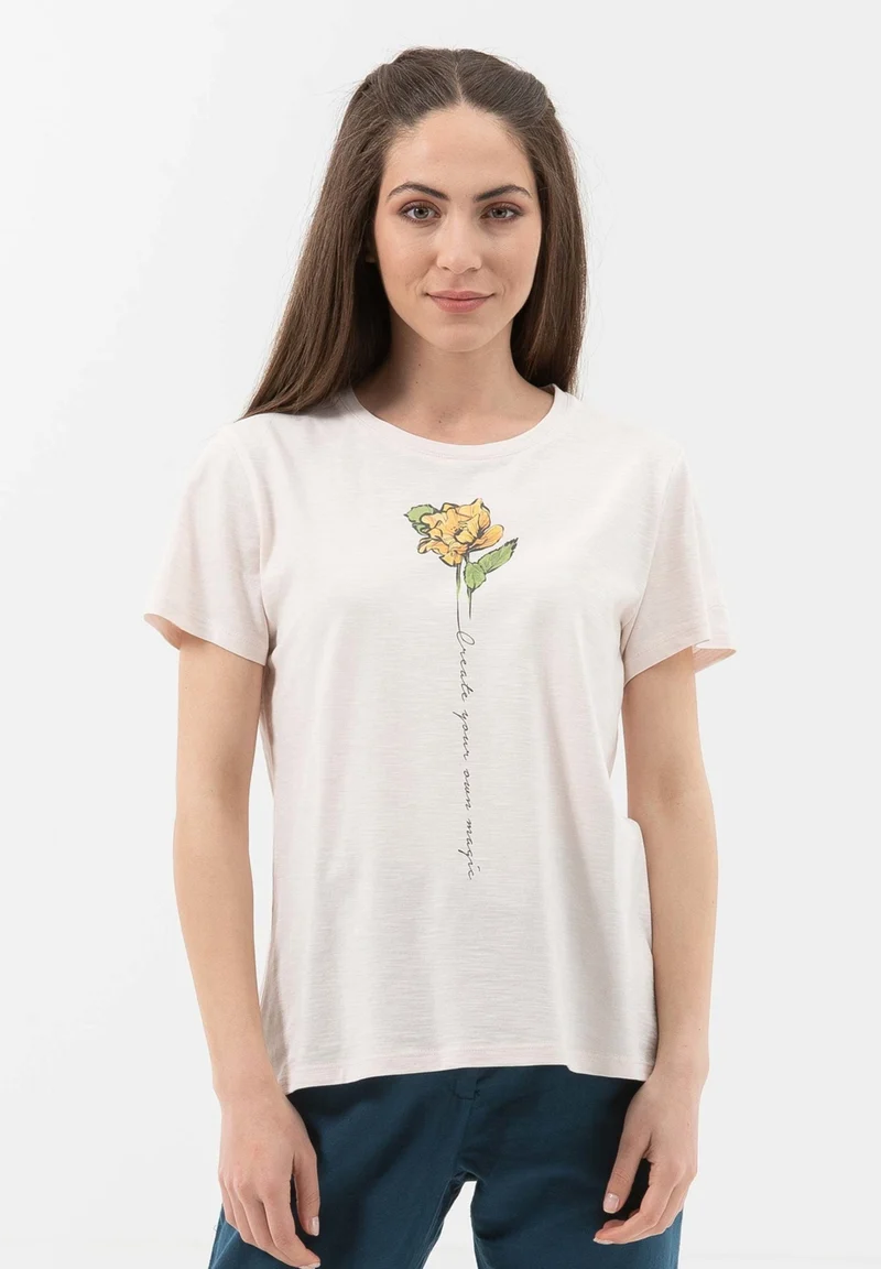 T-Shirt aus Bio-Baumwolle mit Blume-Print