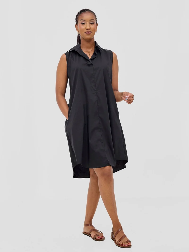 Safari by Vivo Kaya Sleeveless Tent Shirt Dress - Black