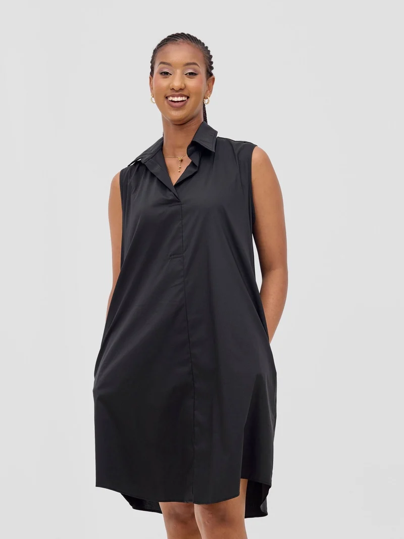 Safari by Vivo Kaya Sleeveless Tent Shirt Dress - Black