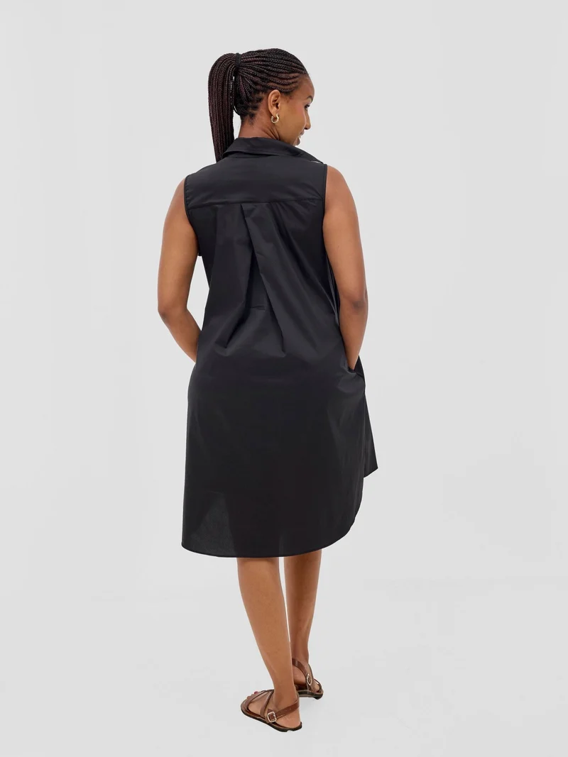 Safari by Vivo Kaya Sleeveless Tent Shirt Dress - Black