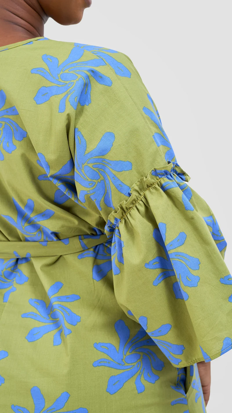 Safari by Vivo Naledi Flounce Tent Dress - Green / Blue Nale Print
