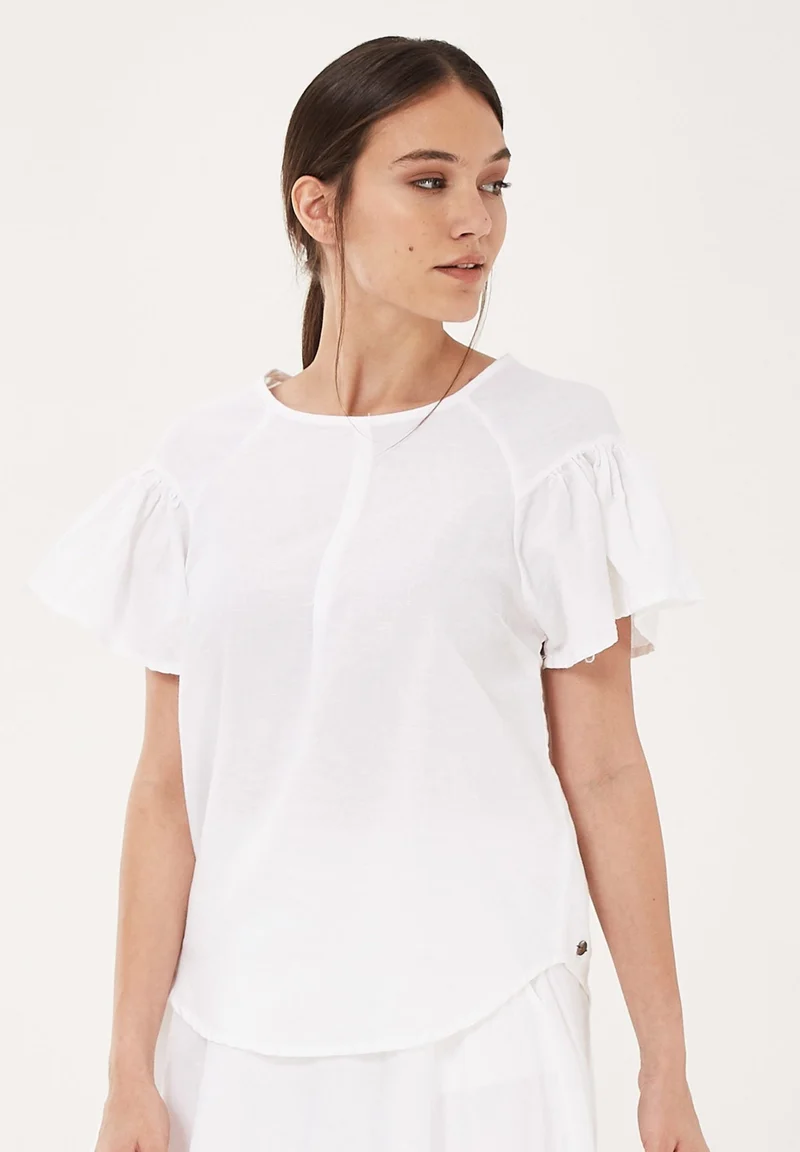 Bluse aus Leinen mit Bio-Baumwolle