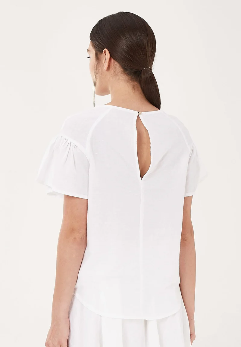Bluse aus Leinen mit Bio-Baumwolle