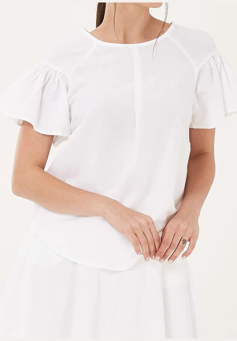 Bluse aus Leinen mit Bio-Baumwolle