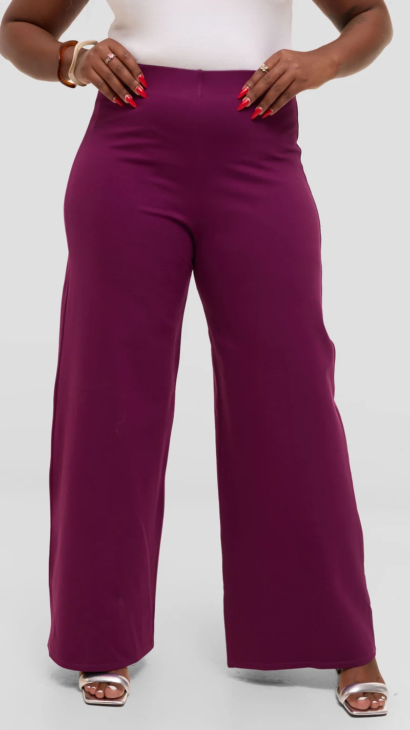 Vivo Upe Wide Leg Pants in Ponte - Mulberry