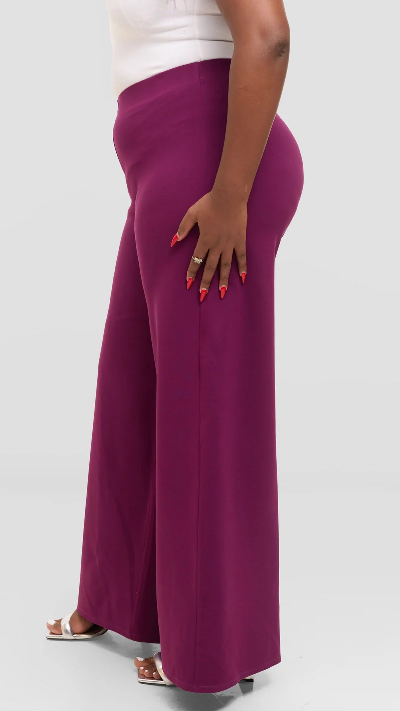 Vivo Upe Wide Leg Pants in Ponte - Mulberry