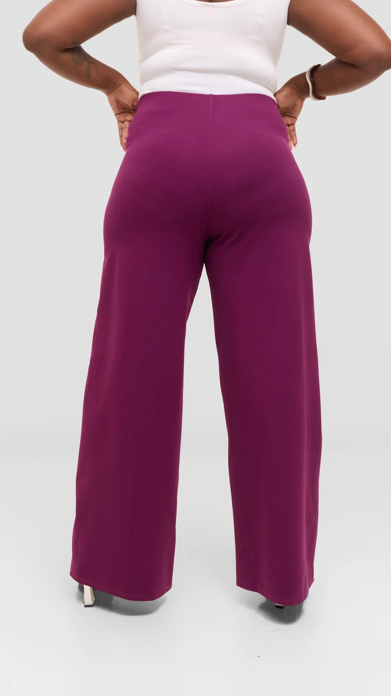 Vivo Upe Wide Leg Pants in Ponte - Mulberry