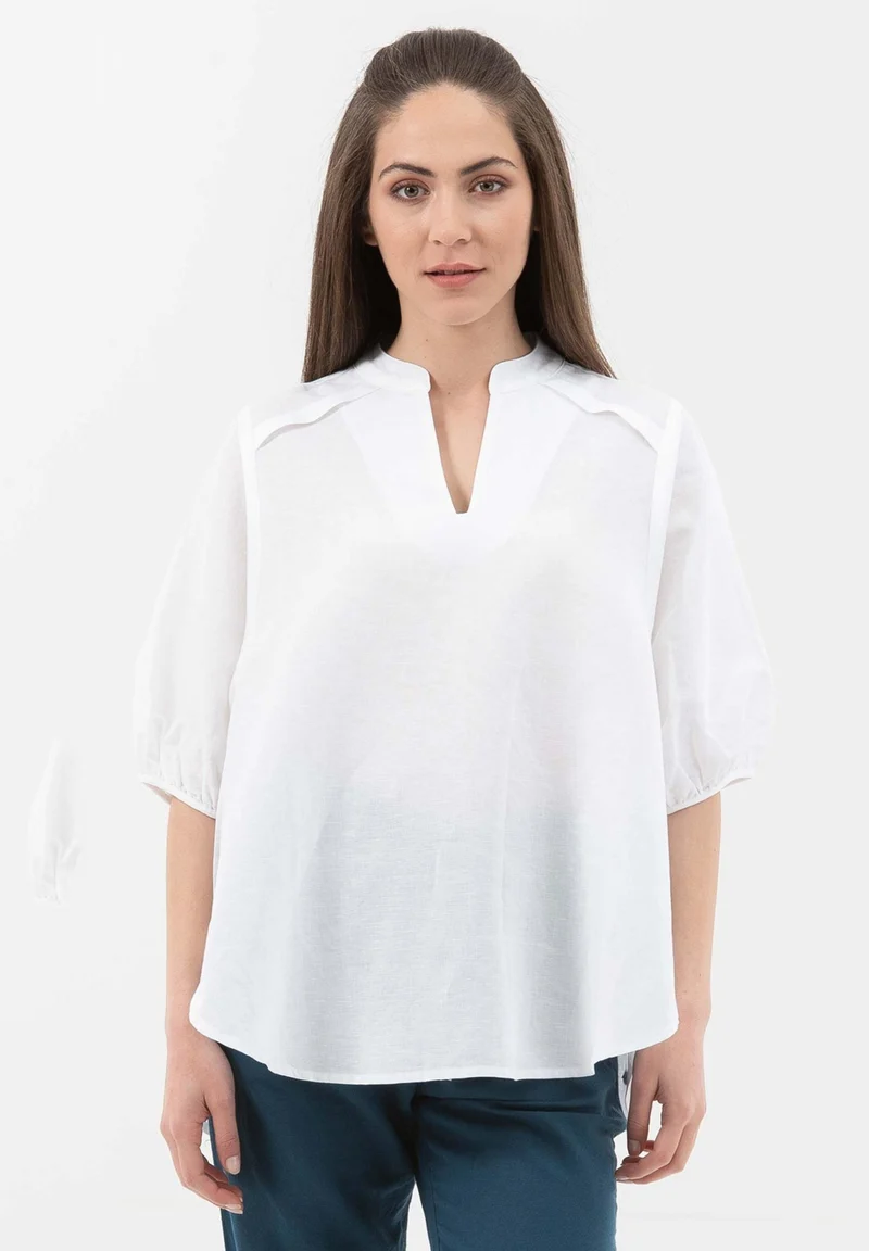 Bluse aus Leinen mit Bio-Baumwolle