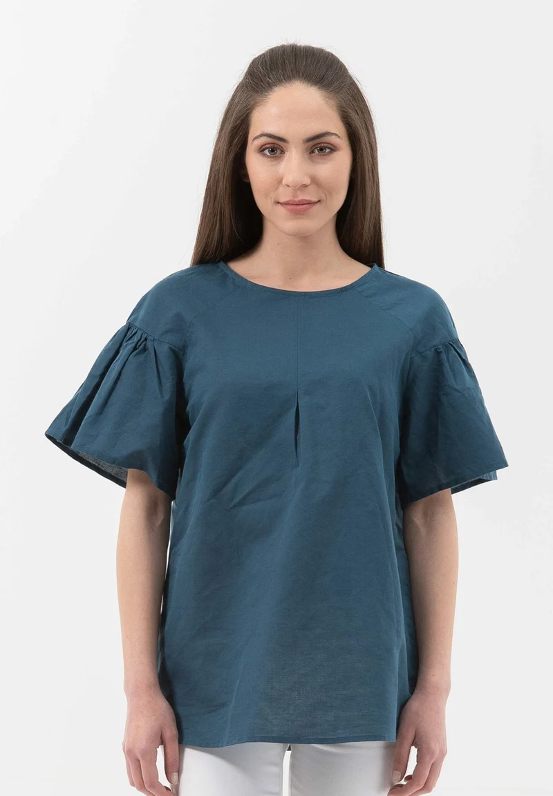 Bluse aus Leinen mit Bio-Baumwolle