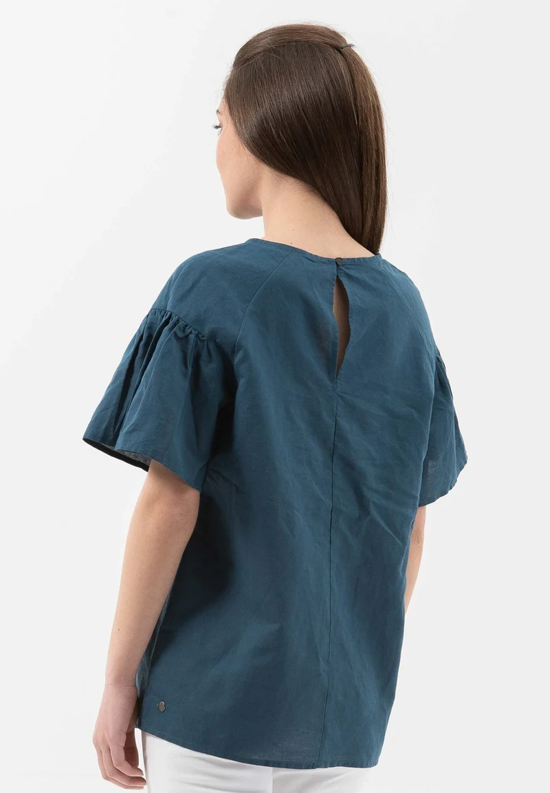 Bluse aus Leinen mit Bio-Baumwolle