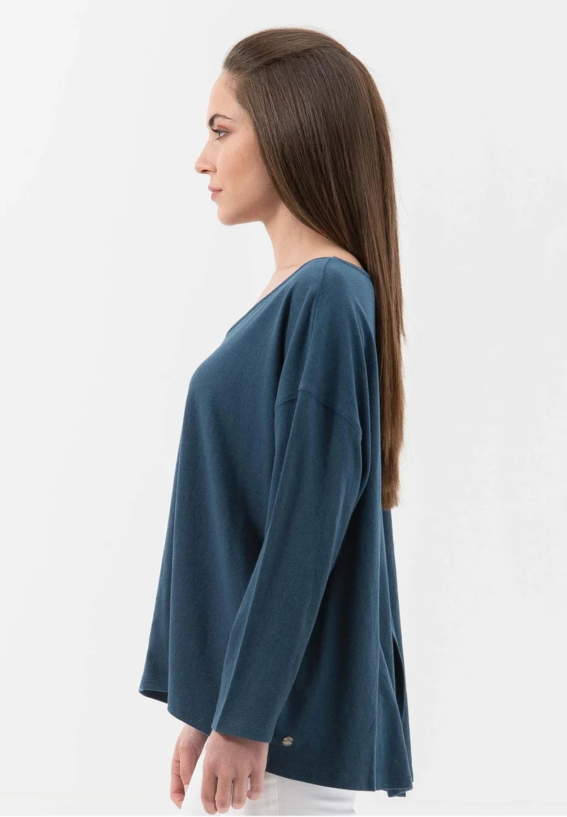 Langarmshirt aus Bio-Baumwolle mit Leinen