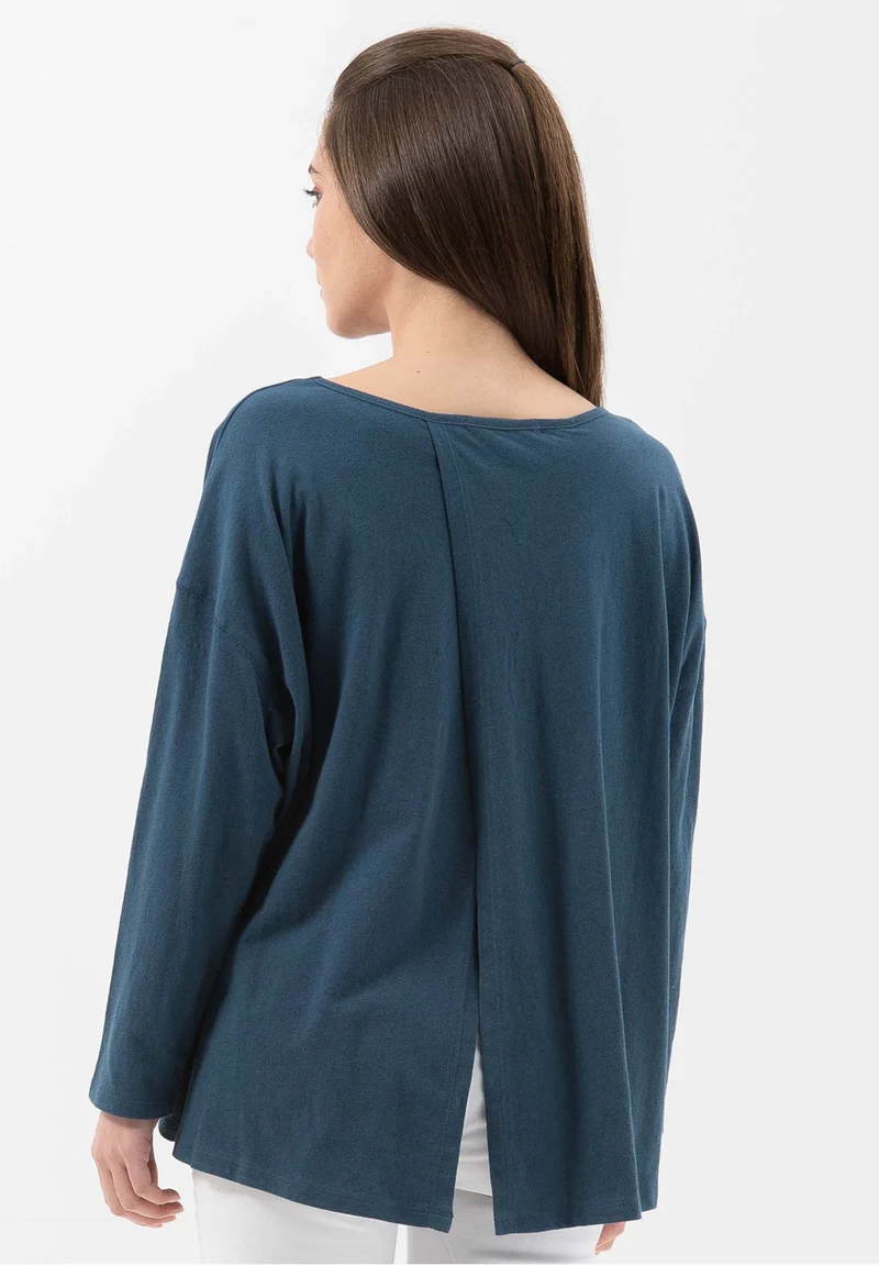 Langarmshirt aus Bio-Baumwolle mit Leinen