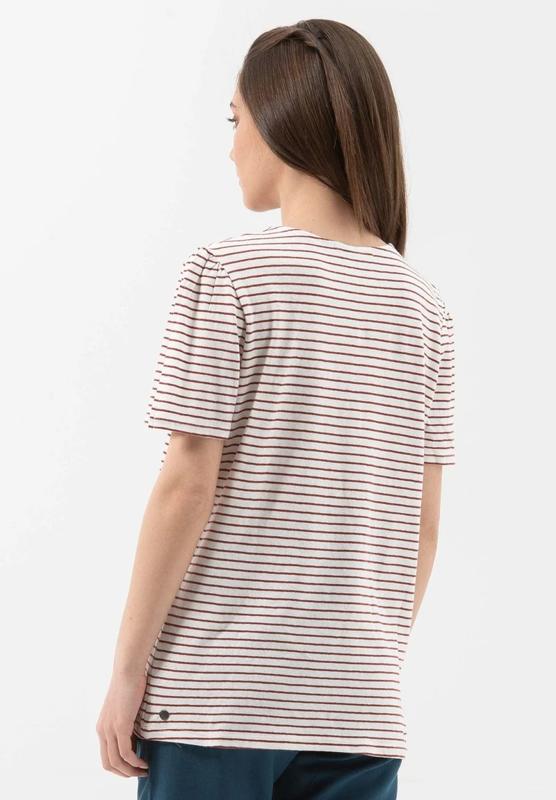 T-Shirt aus Bio-Baumwolle und Leinen mit Armschlitze