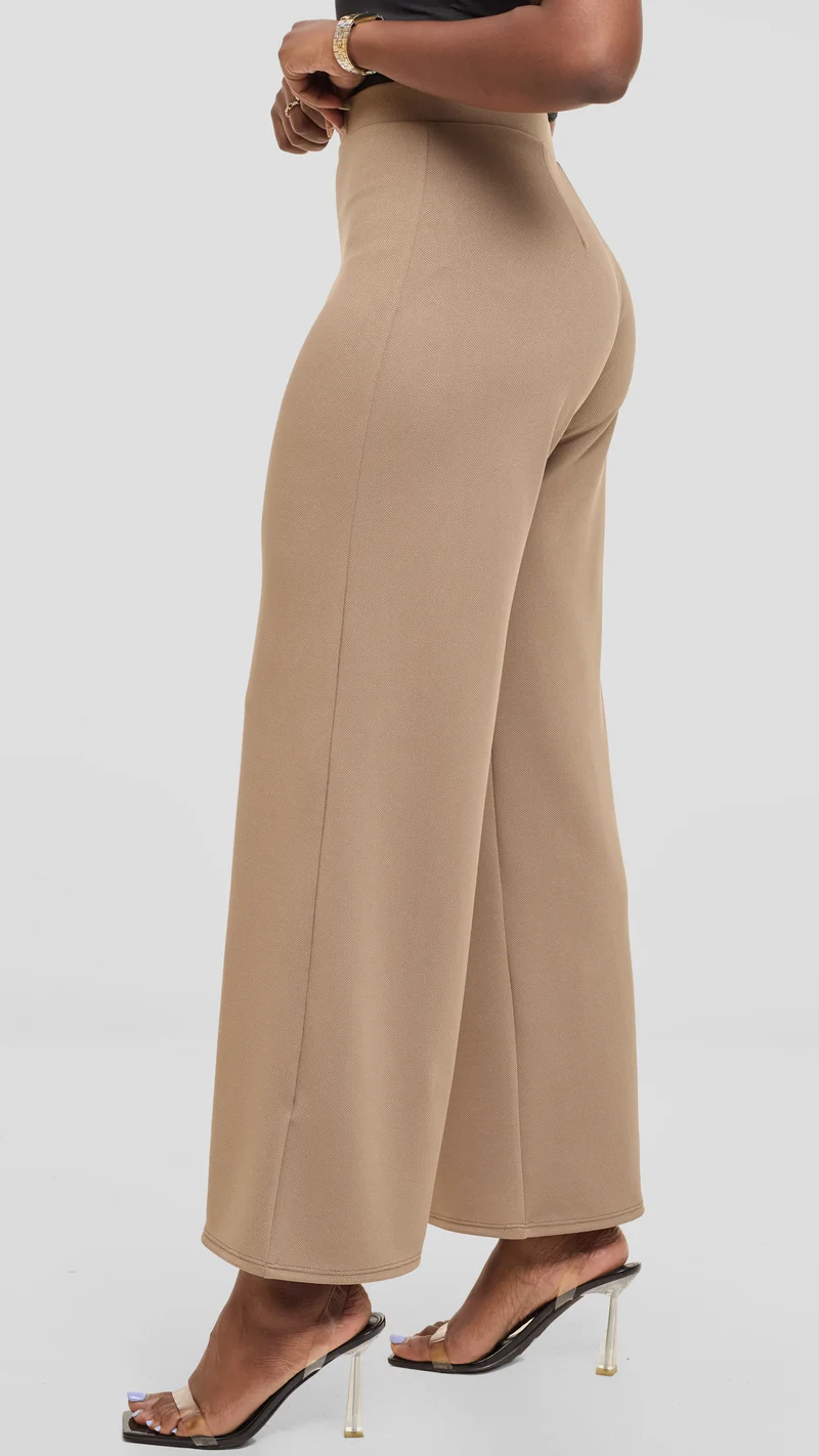 Vivo Selah Palazzo Pants in Stretch Rib Stretch Rib - Taupe