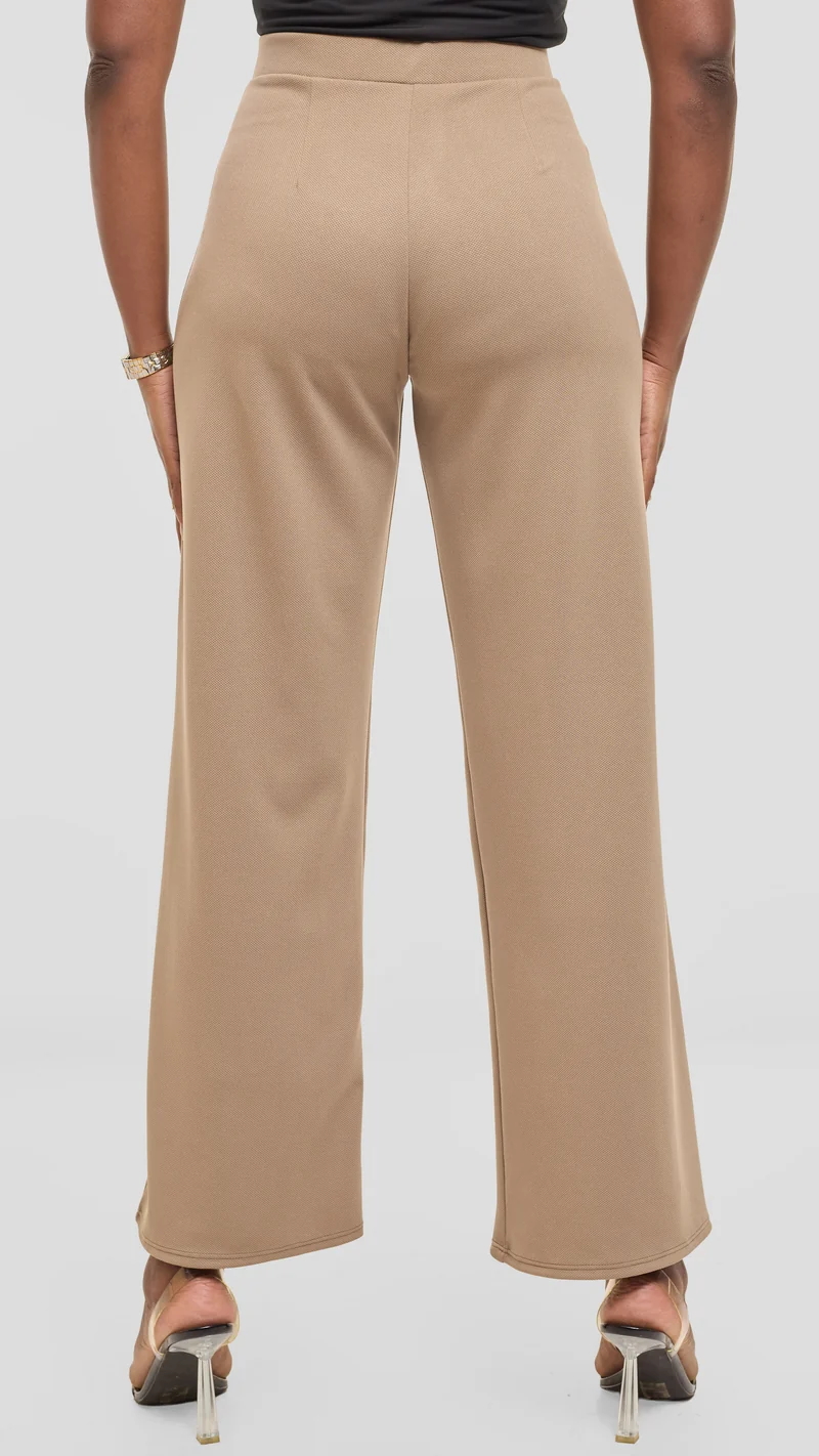 Vivo Selah Palazzo Pants in Stretch Rib Stretch Rib - Taupe