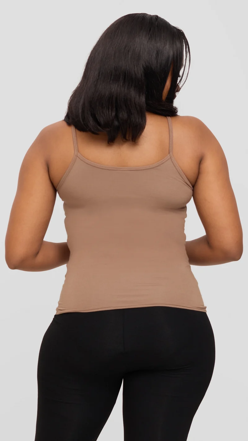 Vivo Spaghetti Tank Top in Jersey - Dark Taupe