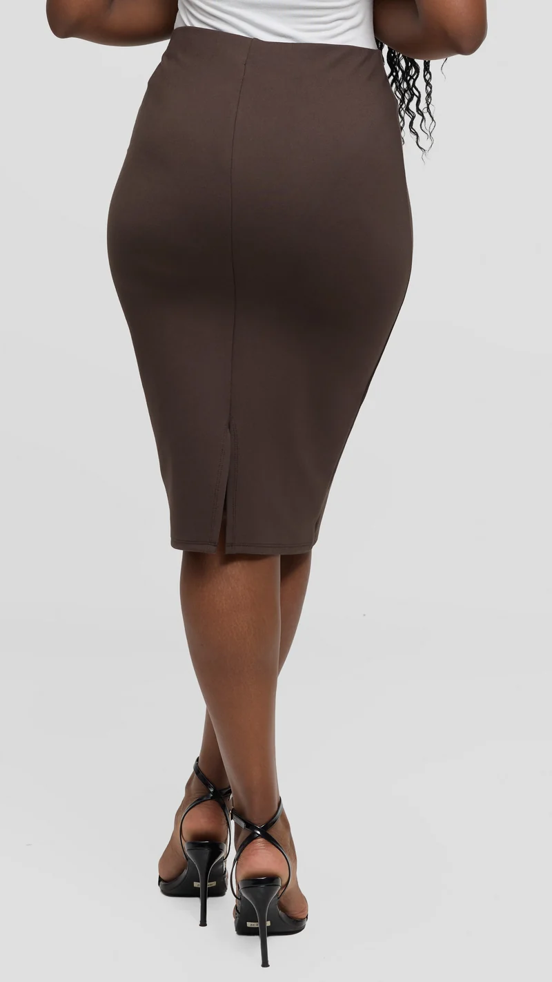 Vivo Waridi Pencil Skirt in Ponte - Chocolate