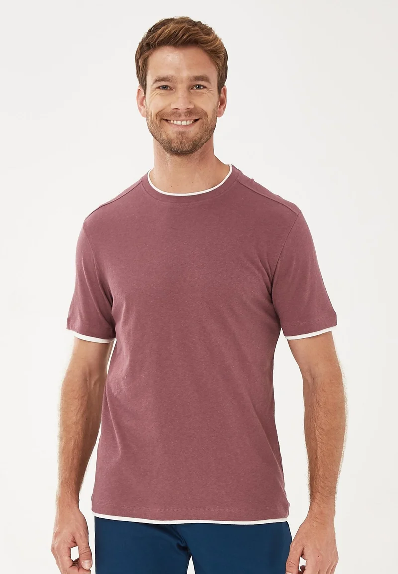T-Shirt aus Bio-Baumwolle mit Leinen