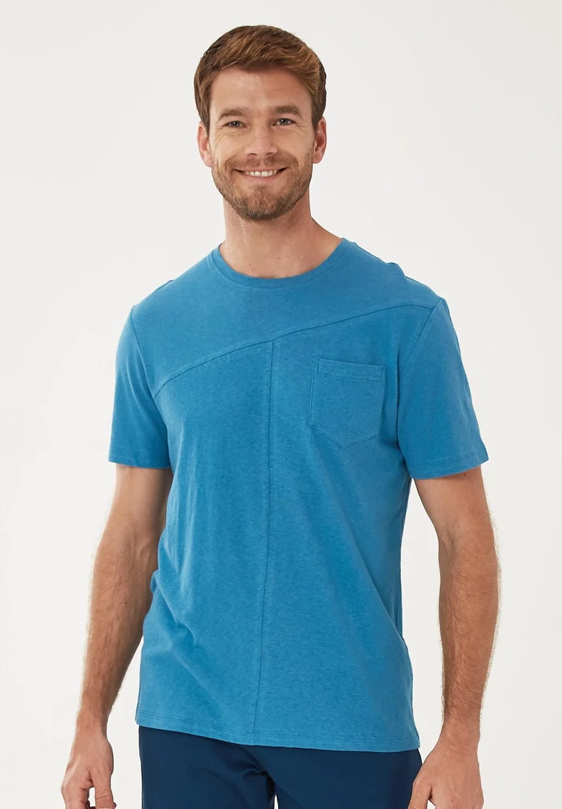 T-Shirt aus Bio-Baumwolle-Leinen-Mix mit Brusttasche