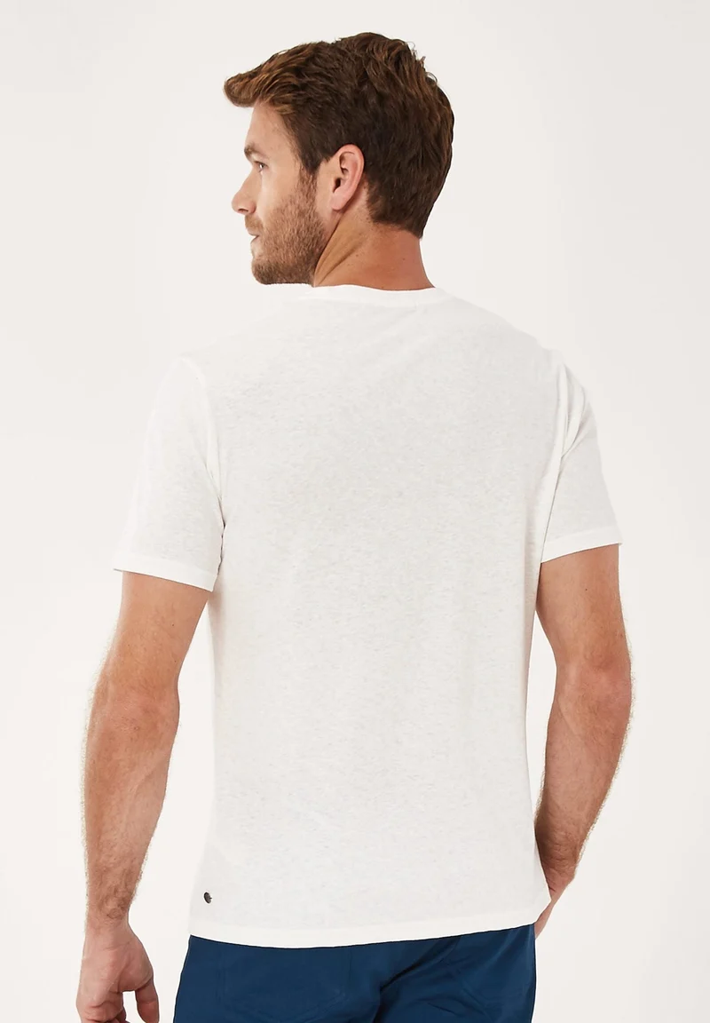 T-Shirt aus Bio-Baumwolle-Leinen-Mix mit Brusttasche
