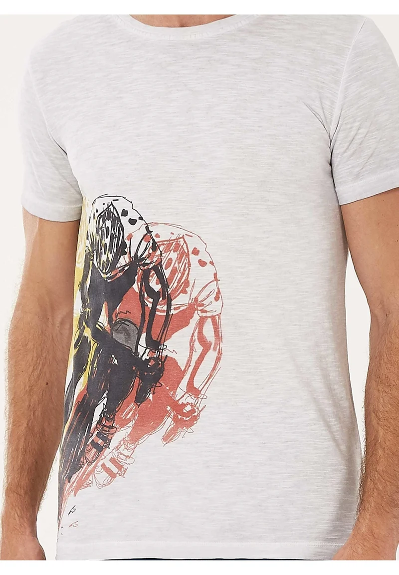 Garment Dyed T-Shirt aus Bio-Baumwolle mit Print
