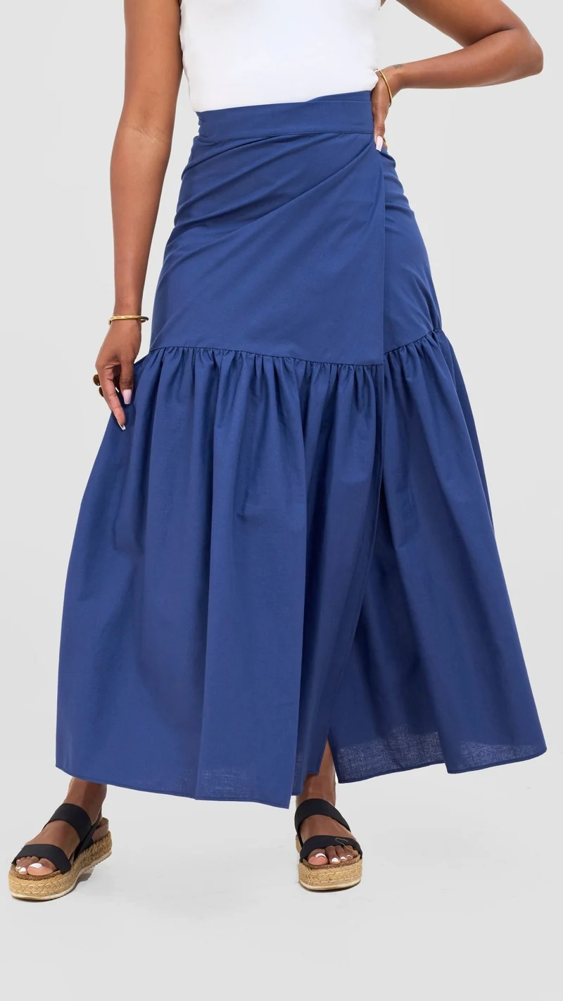 Safari by Vivo Naledi Gathered Panel Maxi Skirt - Navy