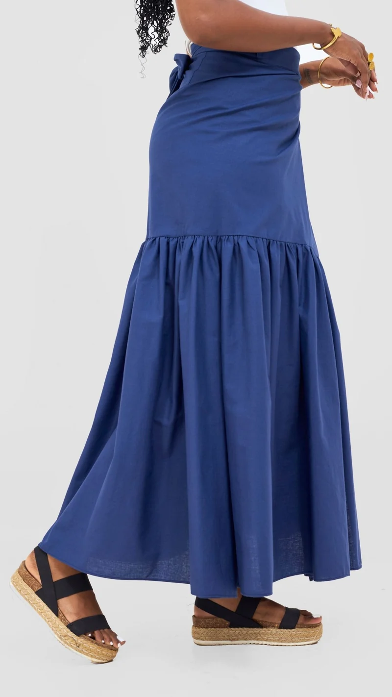 Safari by Vivo Naledi Gathered Panel Maxi Skirt - Navy