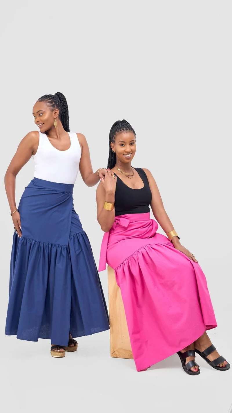 Safari by Vivo Naledi Gathered Panel Maxi Skirt - Navy
