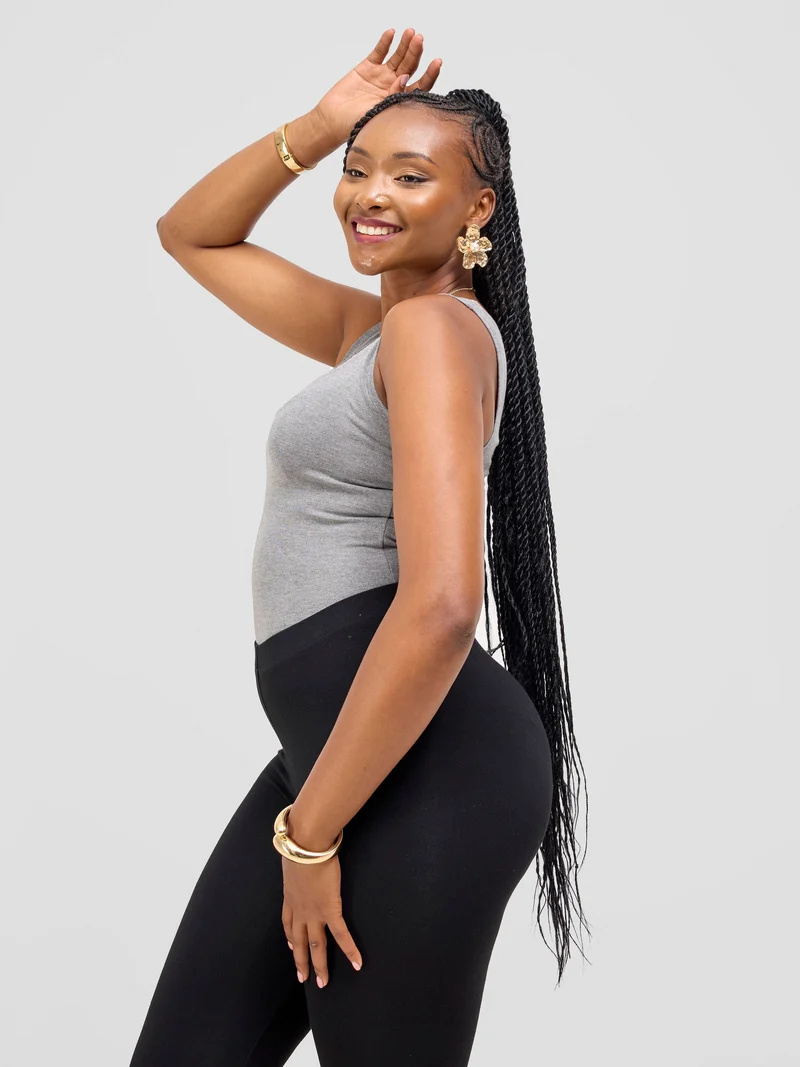 Vivo Basic Cap Sleeve Bodysuit in Rayon - Light Grey