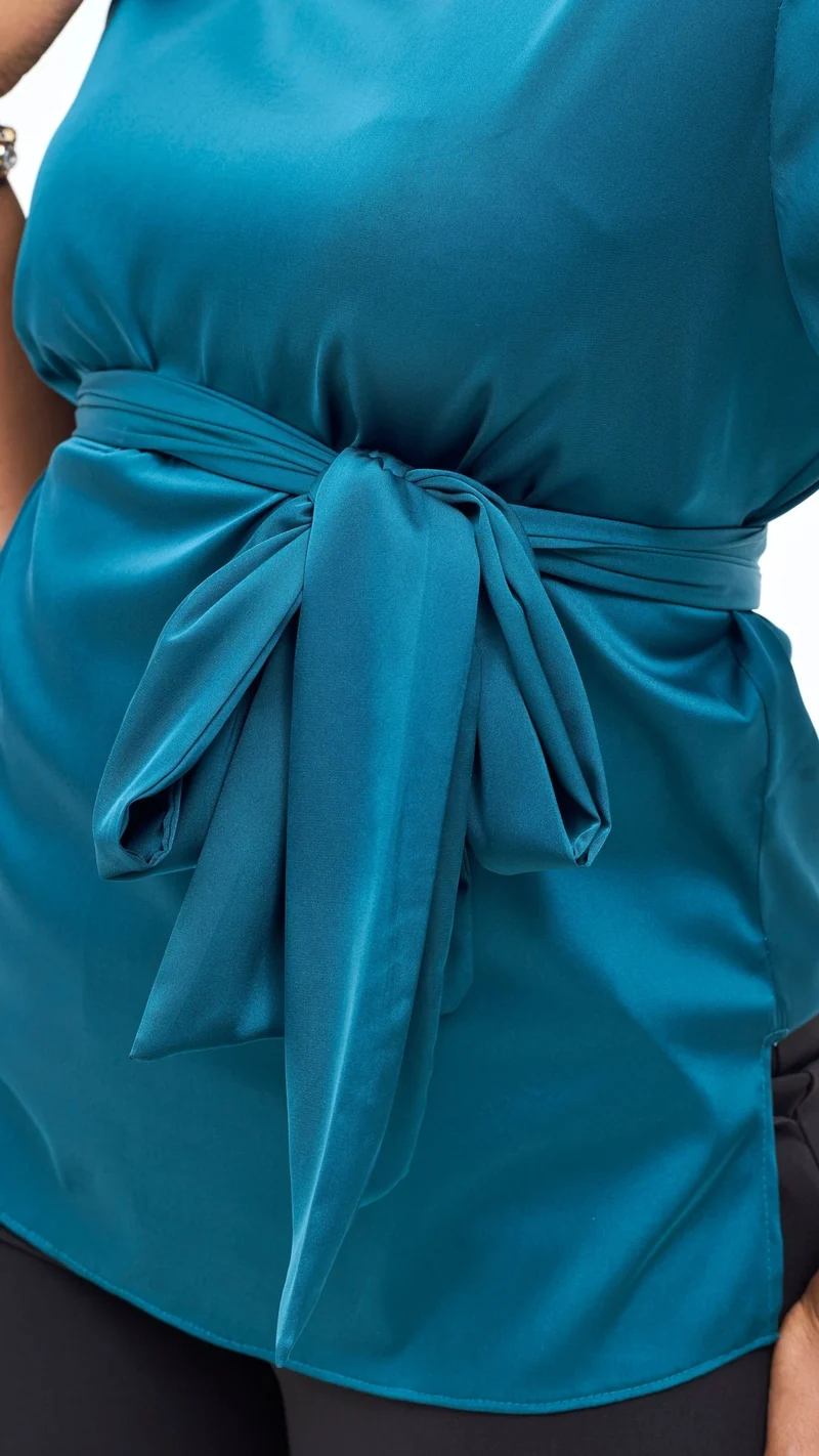 Vivo Takali 3/4 Sleeve Tie Top - Dark Teal