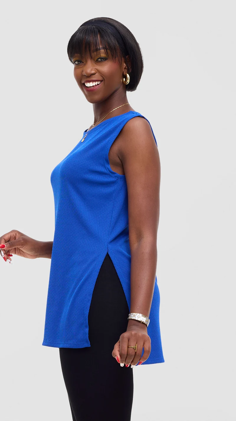 Vivo Rema Slit Tunic Top - Royal Blue