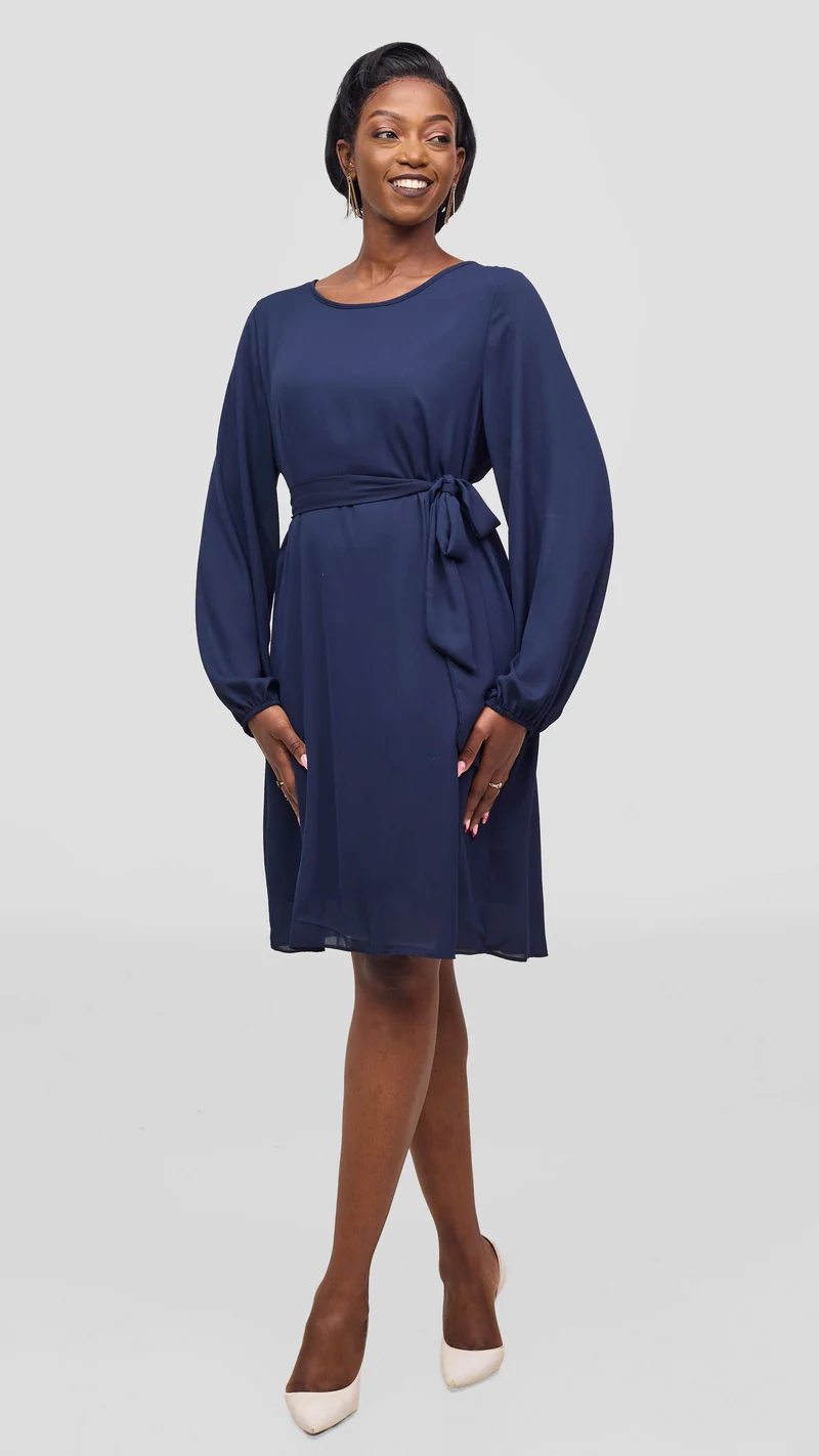 Vivo Zawadi Shift Dress - Navy