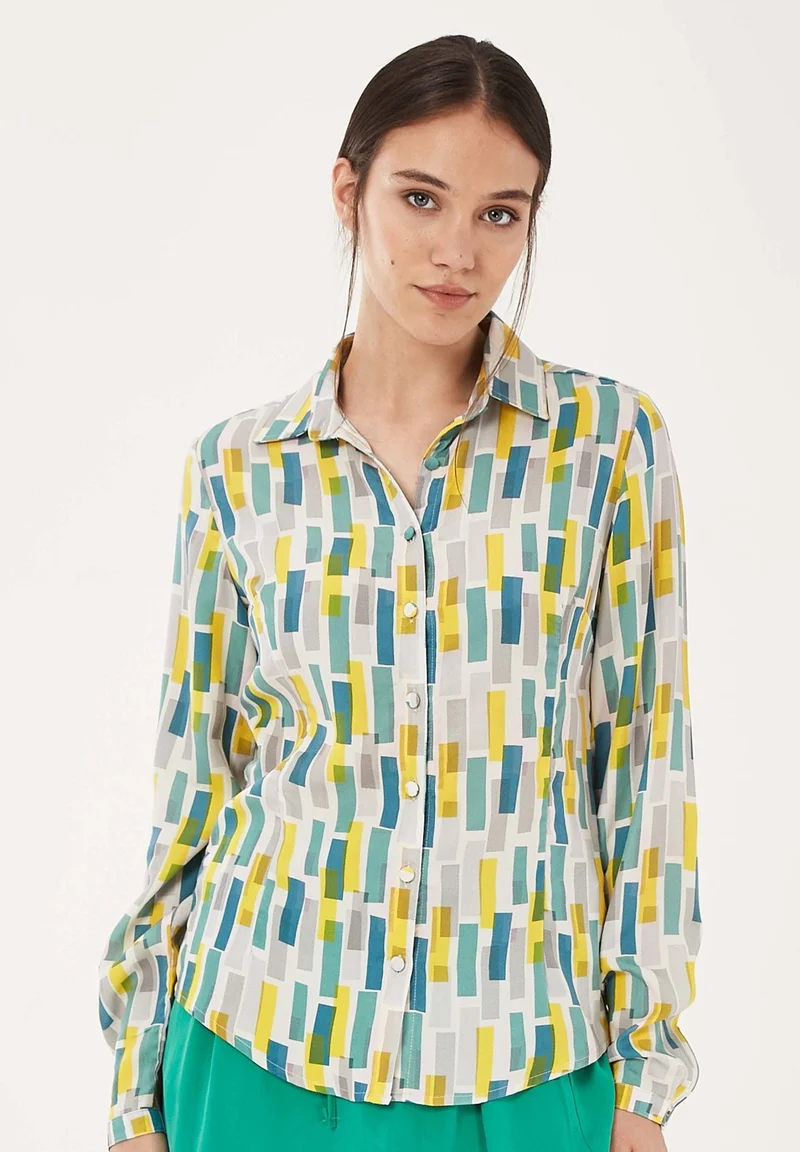 Hemdbluse aus TENCEL™ Lyocell mit Allover-Print