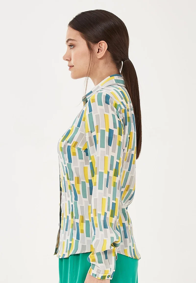 Hemdbluse aus TENCEL™ Lyocell mit Allover-Print