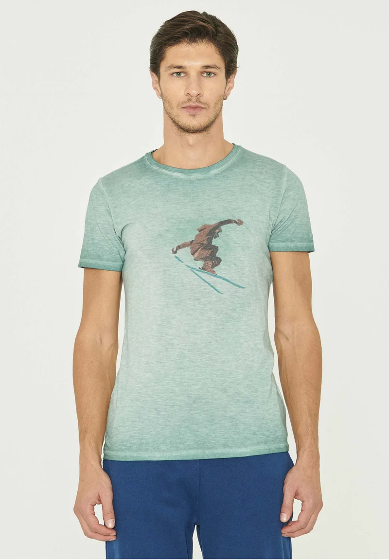 Garment Dyed T-Shirt aus Bio-Baumwolle mit Print