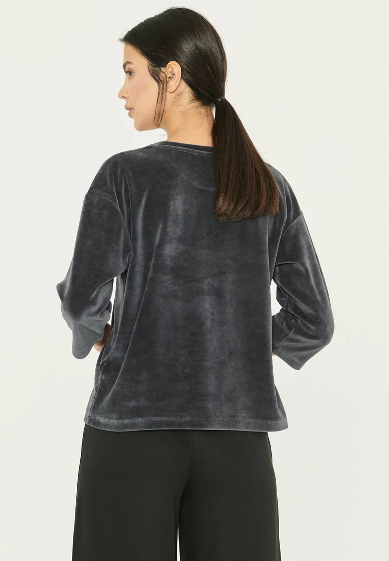 Samtbluse aus Bio-Baumwolle und Recyceltes Polyester mit Stickerei
