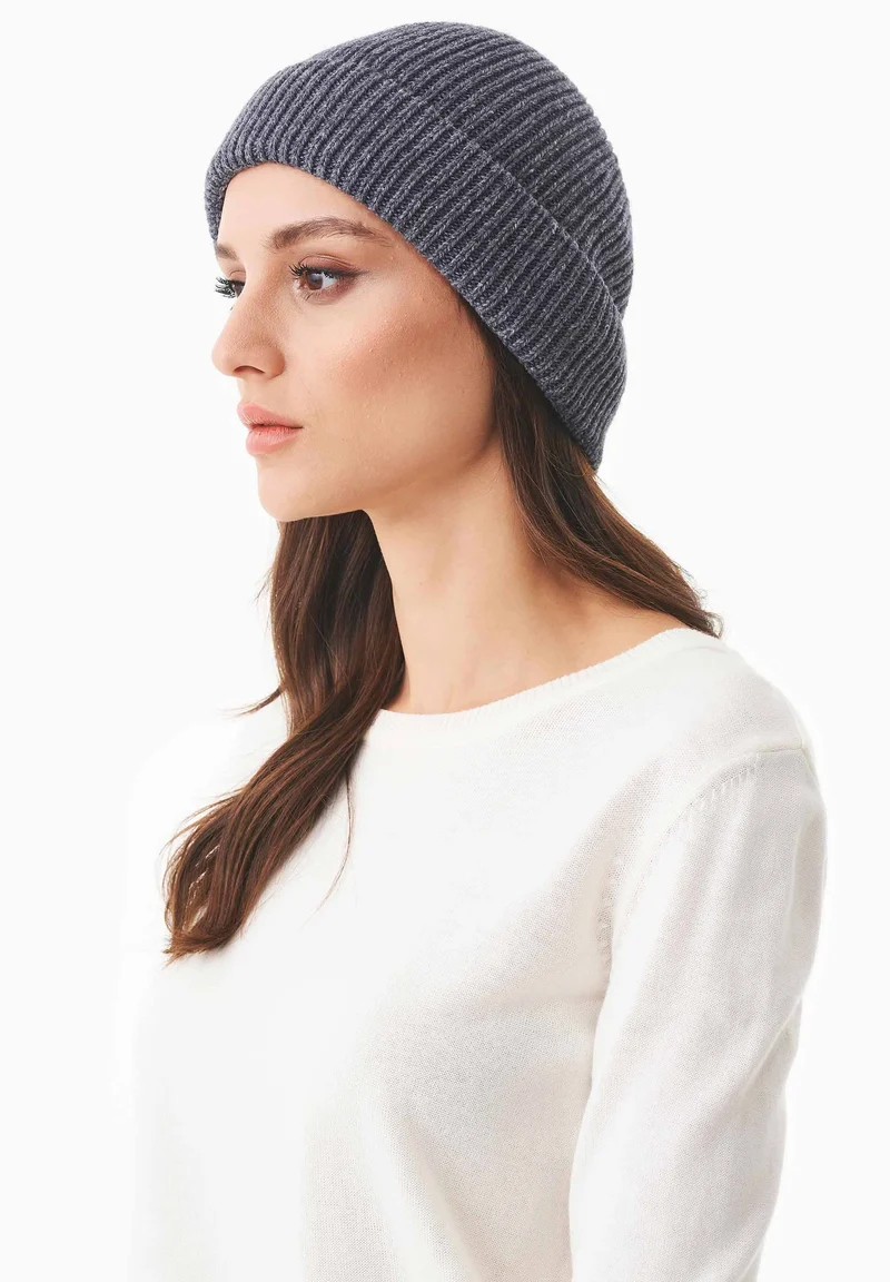 Unisex Strick-Beanie aus Bio-Merinowolle und Bio-Baumwolle