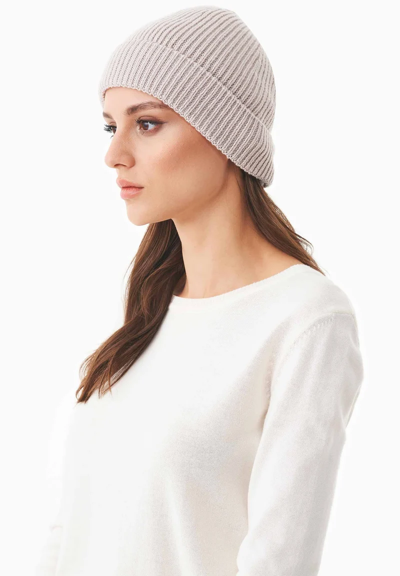 Unisex Strick-Beanie aus Bio-Merinowolle und Bio-Baumwolle