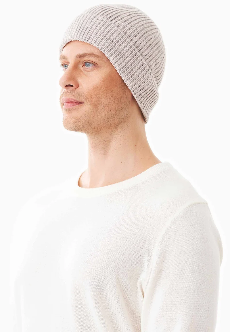 Unisex Strick-Beanie aus Bio-Merinowolle und Bio-Baumwolle