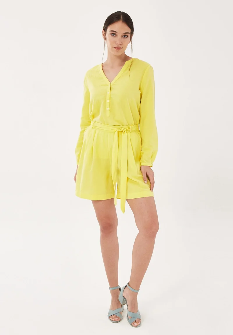 Shorts aus Leinengemisch mit Bindegürtel