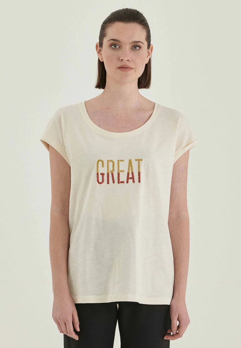 T-Shirt aus Bio-Baumwolle mit Stickerei