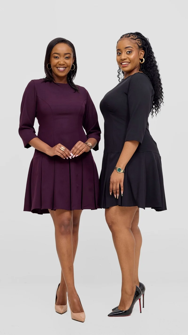 Vivo Diella 3/4 Sleeve Pleated Dress - Mulberry