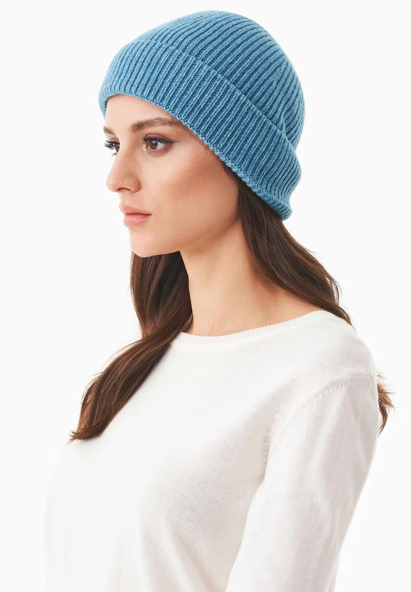 Unisex Strick-Beanie aus Bio-Merinowolle und Bio-Baumwolle
