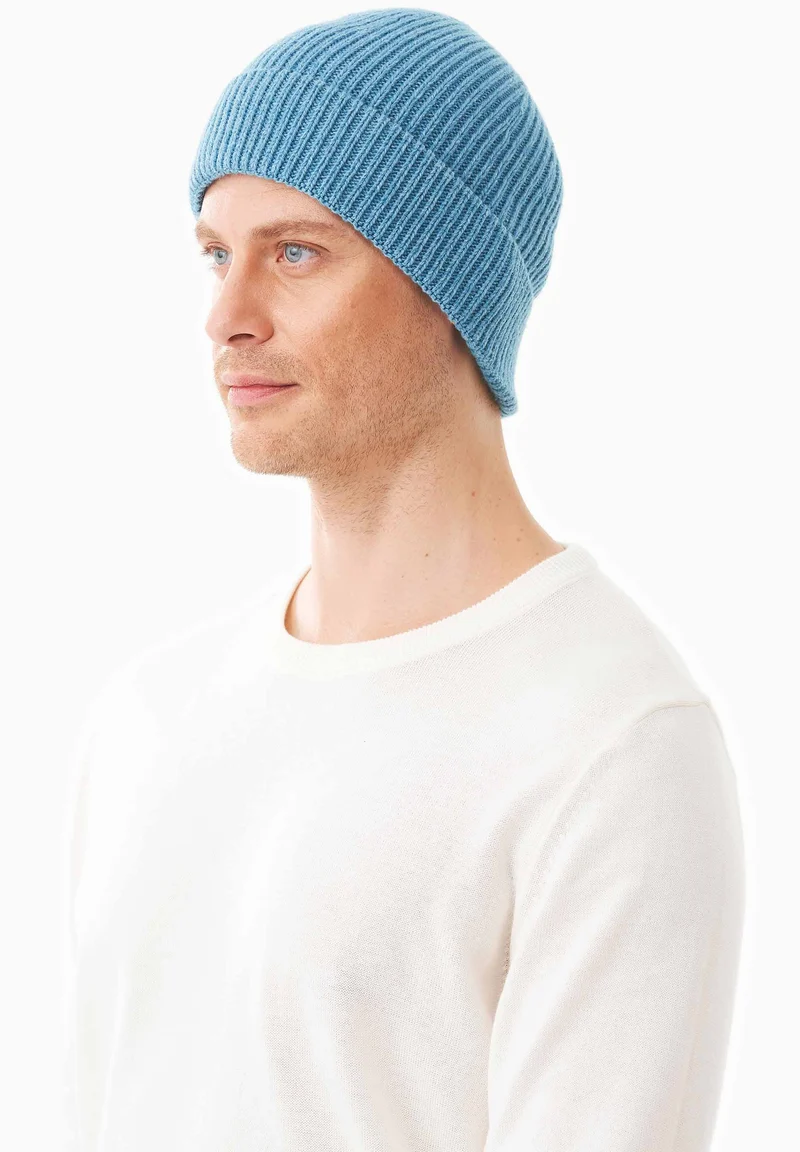 Unisex Strick-Beanie aus Bio-Merinowolle und Bio-Baumwolle