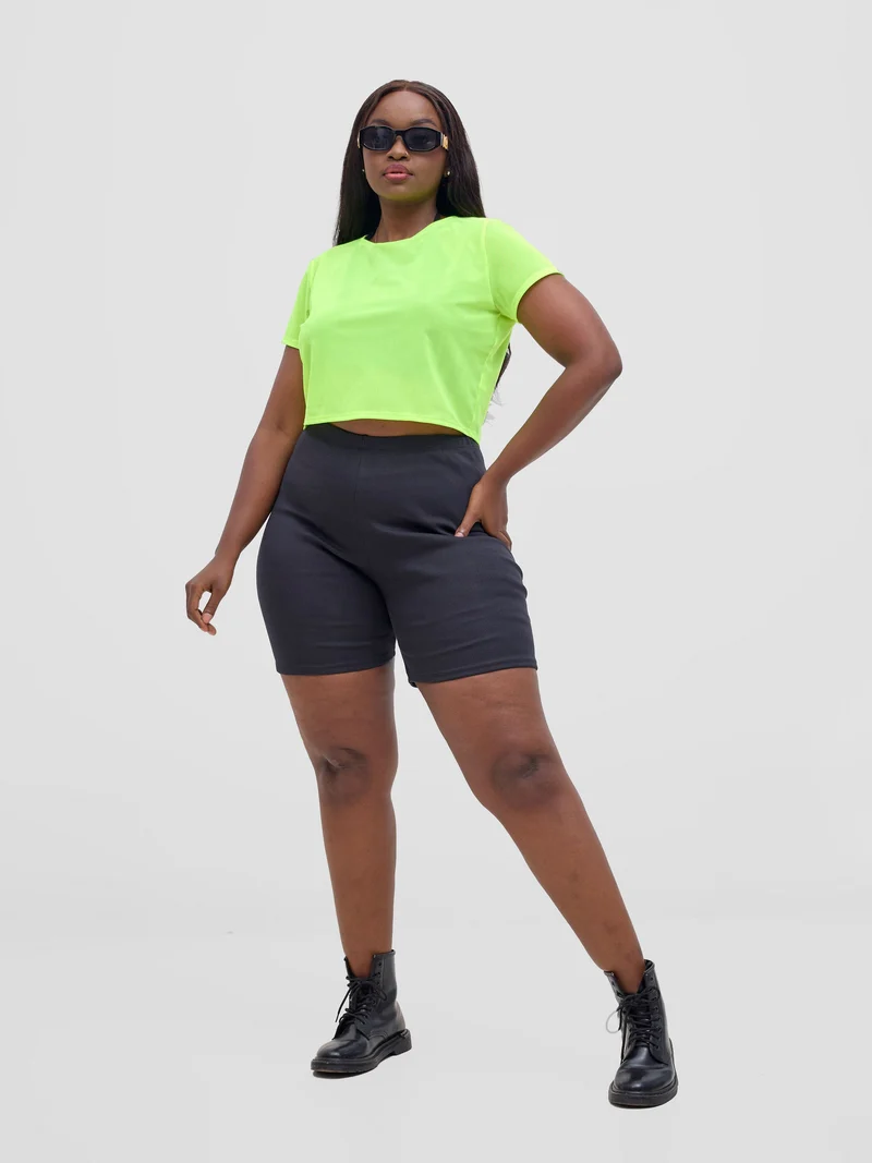 Zoya Vasha Short Sleeve Mesh Top - Neon Green