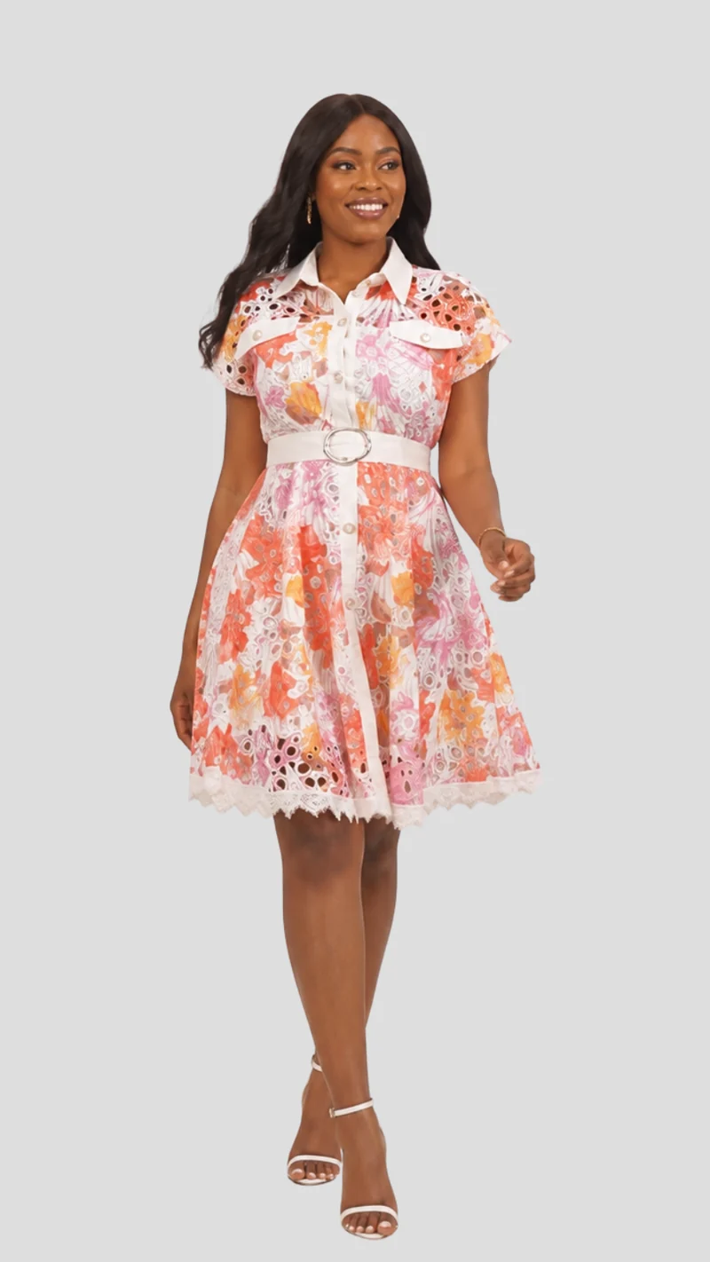 The Fashion Frenzy Lunara Lace Collar Dress - Pink