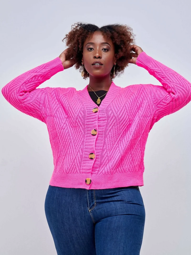 Button Cardigan - Pink