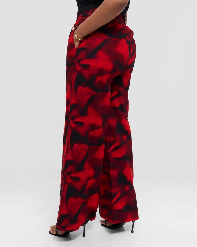 Ankara Pant - Deep Red / Black