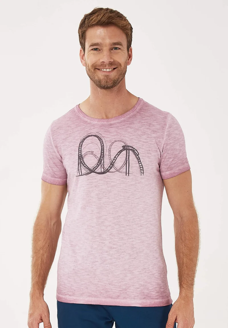 Garment Dyed T-Shirt aus Bio-Baumwolle mit Print
